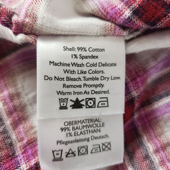 Eddie Bauer Shirt Womens SIZE S Red Plaid Button Down Long Sleeve Cotton Trendy - Picture 9 of 14